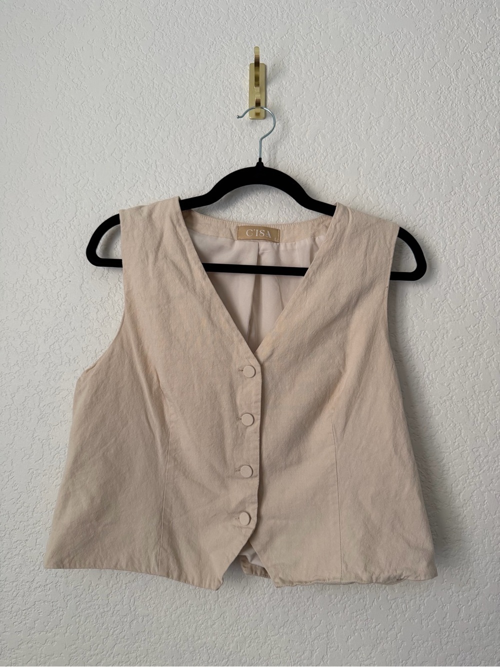 C’Isa Linen Cream Vest Size Large